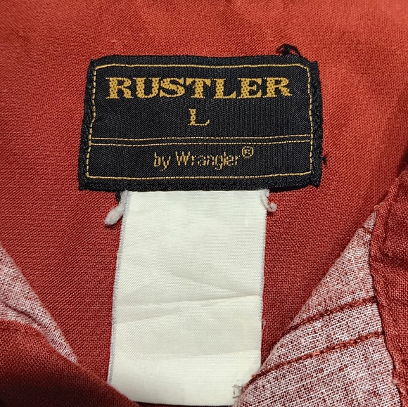 Vintage Rustler LS Button Down Pearl Snap, L, Terracotta & Turquoise, Great Cond - Picture 3 of 5